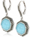 Judith Jack Mini Octagons Sterling Silver, Turquoise and Marcasite Drop Earrings