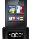 iHome iK50B SMARTDESIGN Space Saver FM Stereo Alarm Clock/Charger for Kindle Fire, Black