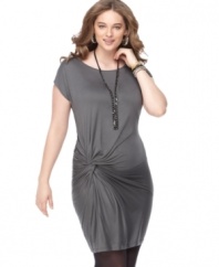 Tie up an ultra-hot look with Soprano's cap sleeve plus size dress, accentuated by a knotted waist.
