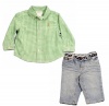 Polo By Ralph Lauren Infant Boy's 2 Piece Gingham Shirt & Pant Set (12 Months, Green)