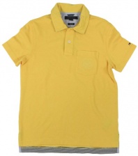 Tommy Hilfiger Men's Slim-Fit Pocket Pique Polo Shirt (Large, True Yellow)