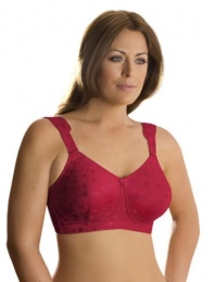 Elila Plus Size Wirefree Full Coverage Jacquard Embroidered Bra (Red,36 G)