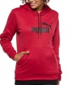 PUMA Women's Poly Classic logo Pullover Hoodie Sweatshirt Magenta