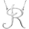 CleverEve Designer Series Silver Fashion Script Initial R Necklace Sterling Silver R 16