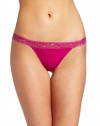 Calvin Klein Women's Naked Glamour Thong with Lace, China Berry, Large