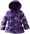 Pink Platinum Infant Girls 12-24M Purple All Over Heart Plaid Puffer Winter Coat