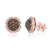 Le Vian Chocolate Diamond Flower Earrings in 14K Rose Gold with 0.98 Carats Chocolate and White Diamonds