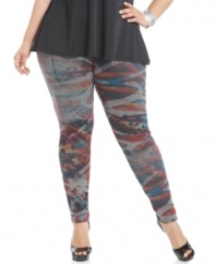 Get standout style with Apple Bottoms' plus size leggings, rocking a printed mesh!