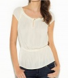 G by GUESS Women's Geraldine Top, MILK (LARGE)