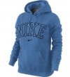 NIKE Women's Classic Fleece Graphic Pull Over Hoodie-Blue