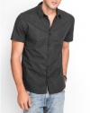 GUESS Men's Lotus Geo-Print Shirt in Dean Smart Slim, JET BLACK (LARGE)