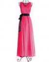 Zehui Womens Full-Length Beach Casual Sundress Evening Chiffon Long Maxi Dress Rose US10