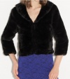 G by GUESS Women's Francine Fur Jacket, JET BLACK (XS)