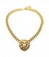 New Shiny Gold Lion Head Pendant w/10mm 16 Link Chain Necklace NOQ165G