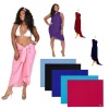 1 World Sarongs Womens Solid Plus Size FRINGELESS Swimsuit Sarong