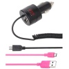 EZOPower Rapid 15W / 3.1A Dual Outlet Car Charger with Extra Hot Pink USB Cable for Samsung Galaxy S4 Active, Galaxy Ring, Galaxy Exhibit, Galaxy Mega 6.3, Galaxy S IV / S4; ZTE Vital, Imperial, Engage LT, Force and more Cell phone Smartphone