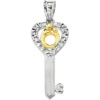 CleverEve Designer Series 10K Yellow Gold & Sterling Silver 1.20 grams Heart Shaped Mother & Child Key Pendant 22.75X10.25 mm