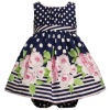 Size-18M BNJ-9517-R 2-Piece NAVY-BLUE WHITE PINK POLKA DOT ROSE BORDER PRINT Special Occasion Easter Party Dress,R19517 Bonnie Jean BABY/INFANT