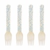 Dress My Cupcake 6.5-Inch Natural Wood Dessert Table Forks, Baby Blue Filigree, Pack of 50