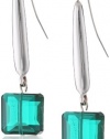 Kenneth Cole New York Geometric Pave Green Square Bead Long Drop Earrings