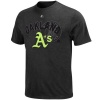 MLB Majestic Oakland Athletics Youth Neon Logo Heathered T-Shirt - Charcoal