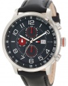 Tommy Hilfiger Men's 1790859 Stainless Steel and Leather Multi-Function Black Dial Watch
