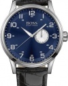 Hugo Boss Blue Dial Black Leather Mens Watch 1512790