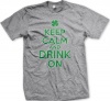 Keep Calm And Drink On Men's T-shirt, Funny Irish Drinking St. Patrick's Day Design Men's Tee