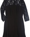 DKNY Women's Lace And Crepe 3/4 Sleeve Dress