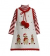 Bonnie Jean Baby Girls Gingerbread Holiday Jumper Dress Set, Red, 5
