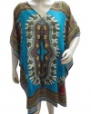 Boho Kaftan Blue Trident Cover up Caftan Beach Dress Plus Size