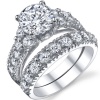 Solid Sterling Silver 925 Engagement Ring Set Bridal Rings with High Quality Cubic Zirconia Sizes 4 to 11