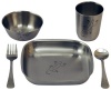 Untangled Living Anyware Collection Children's Stainless Steel Dish Set, 5 Pieces, Gecko
