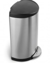 simplehuman Semi-Round Step Trash Can, Brushed Stainless Steel, 40 Liters / 10.5 Gallons