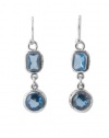 Barse Sterling Silver Double Drop Blue Crystal Earrings