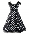 H&R London 50's Vintage Big Polka Dot Dress Black - M = US 8, UK 12