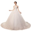 Dearta Women's Ball Gown Strapless Chapel Train Wedding Dress US 14 White
