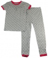 Toddler Girls Hearts Short Sleeve Pajama Sleepwear Set 3T Grey