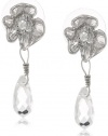 Betsey Johnson Crystal Rhodium Flower and Teardrop Earrings