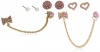Betsey Johnson Iconic Pinkalicious Crystal Heart and Bow 5-Stud Earrings Jewelry Set