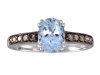 Effy Collection 14k White Gold Brown Diamond And Aquamarine Ring
