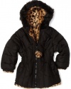 Big Chill Toddler Girls Toddler Quilted Reversible to Leopard Faux Fur Jacket