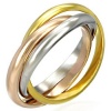 Stainless Steel Rose Yellow Gold Silver-Tone Interlocking Comfort Fit Three Ring Band Set