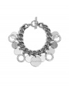 G by GUESS Women's Silver-Tone Logo Coin Bracelet, SILVER