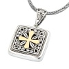 925 Silver Square Celtic Cross Pendant with 18k Gold Accents