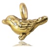 Lucky Feather Matte Gold Plated & Austrian Crystals Bird Charm [Jewelry]
