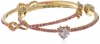 Betsey Johnson Iconic Pinkalicious Crystal Heart and Bow Bangle Bracelet Set, 8