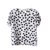 Vobaga Women's Geometric White Print Short Sleeve Chiffon Top T-shirt Blouses L