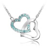 Silver Swarovski Elements Crystal Diamond Accent Interlocking Heart Pendant Chain Necklace for women teenage girls kids children, with a Gift Box, Ideal Gift for Birthdays / Christmas / Wedding