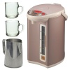Zojirushi CD-WBC40 Micom Electric Water Boiler and Warmer, Champagne Gold with 2pcs 10oz Handy Glass Coffee Mug and New 20 oz Espresso Coffee Milk Frothing Pitcher, Stainless Steel